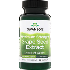 SWH093 | Swanson Maximum Strength Grape Seed Extract bottle, 500 mg per capsule, 60 capsules
