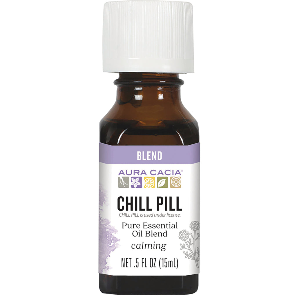ARC044 | Aura Cacia Chill Pill pure essential oil blend bottle, calming, 0.5 fl oz (15 mL) - Thumbnail