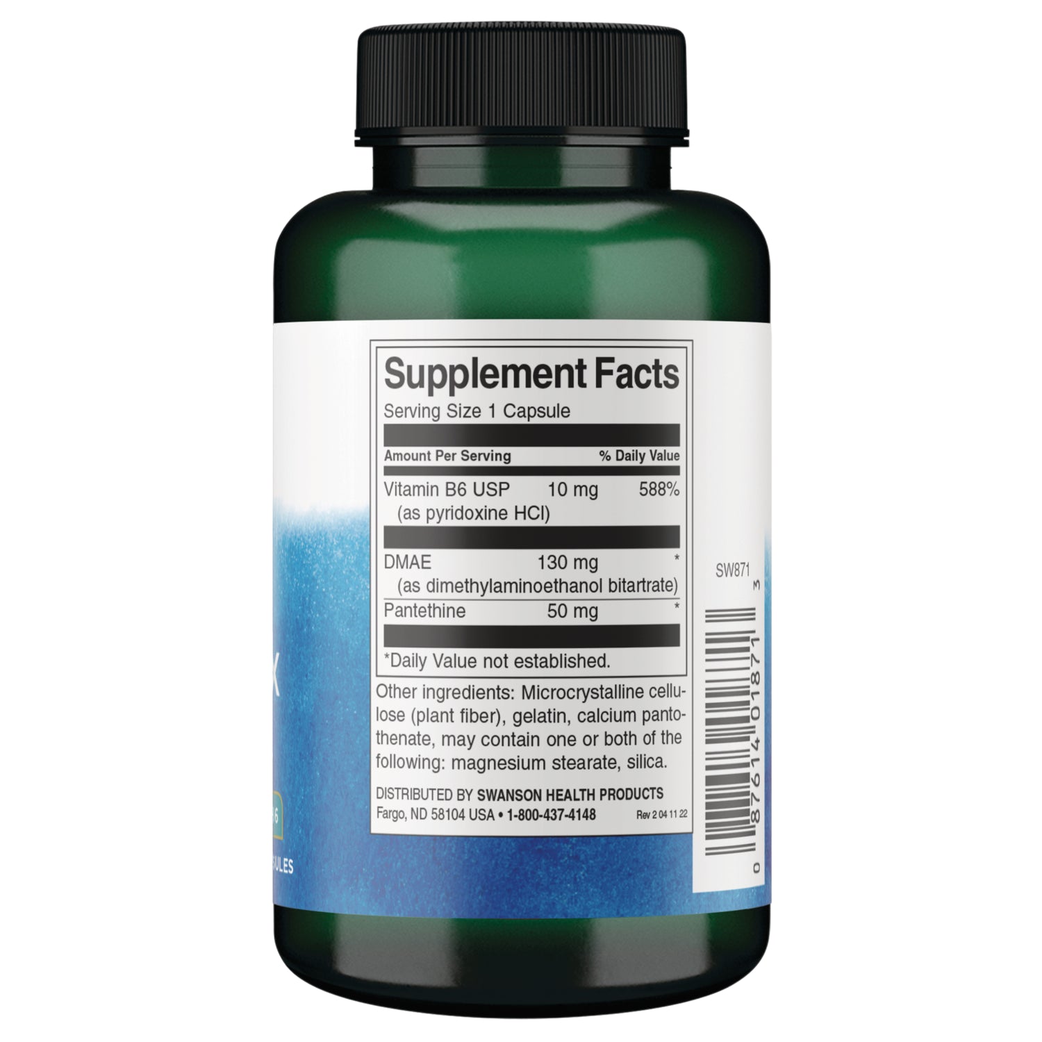 SW871 | Back label with Supplement Facts