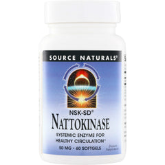 SN357 | Source Naturals NSK-SD Nattokinase 50 mg, 60 softgels supplement bottle