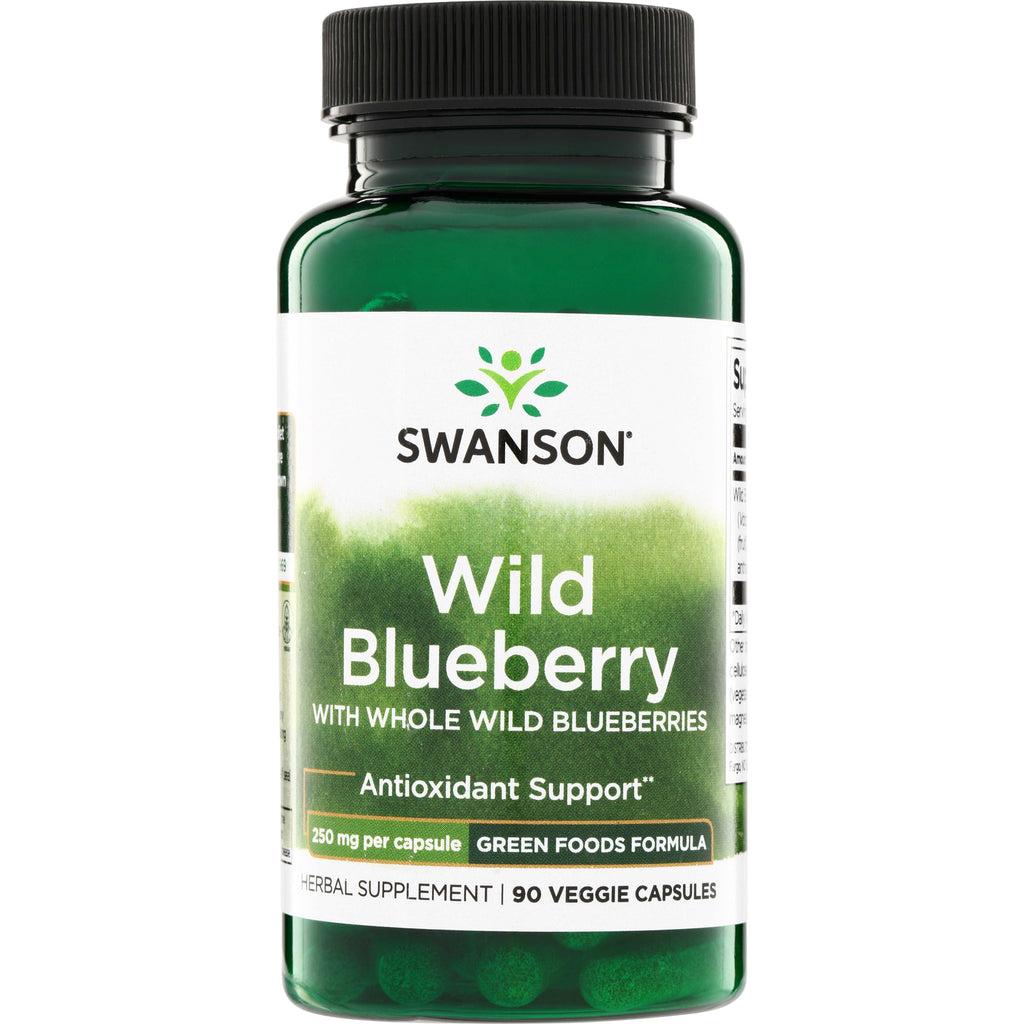 SWR038 | Swanson Wild Blueberry, 250 mg per capsule, 90 veggie capsules, Antioxidant Support - Thumbnail