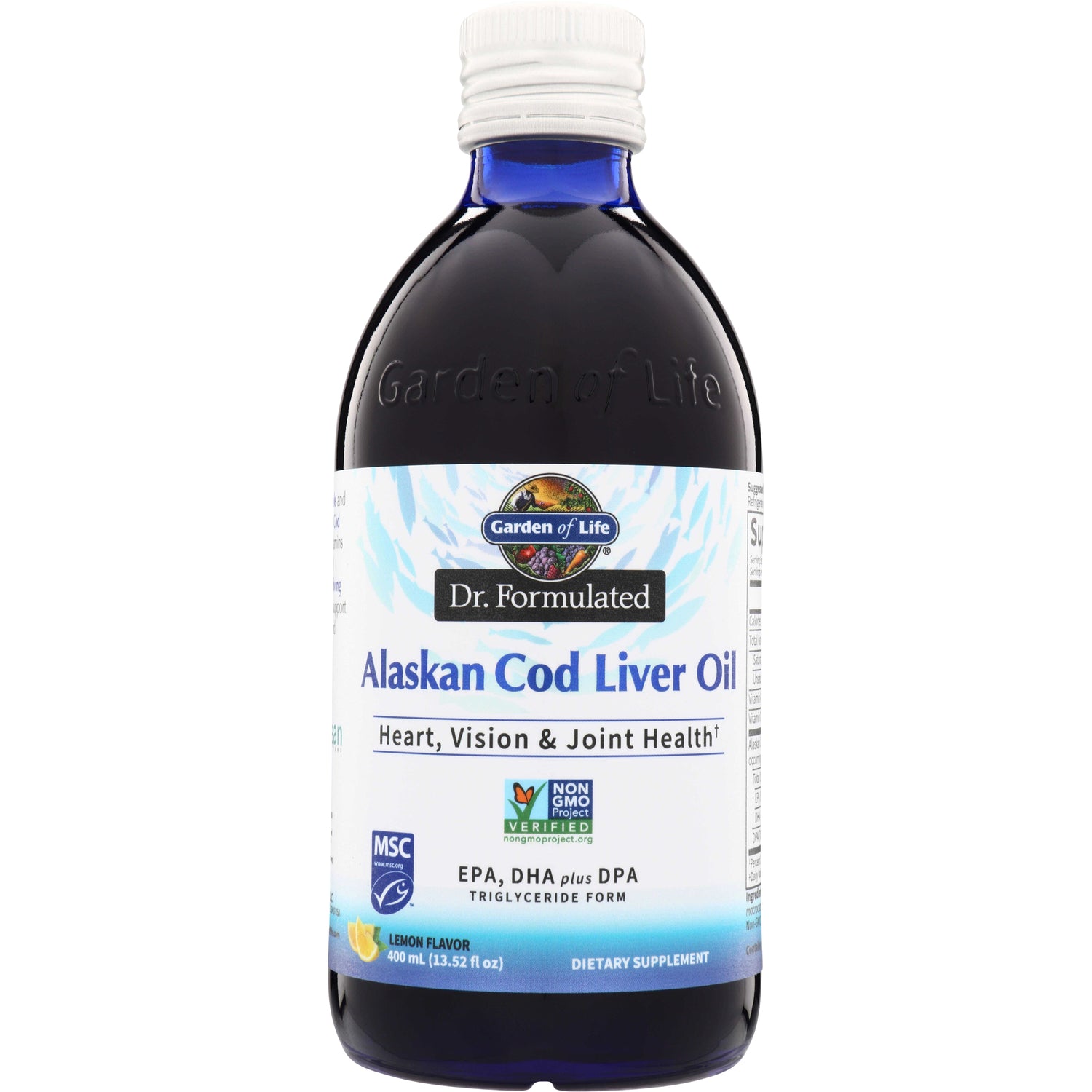 GLF325 | Garden of Life Dr. Formulated Alaskan Cod Liver Oil, lemon flavor, 400 mL bottle