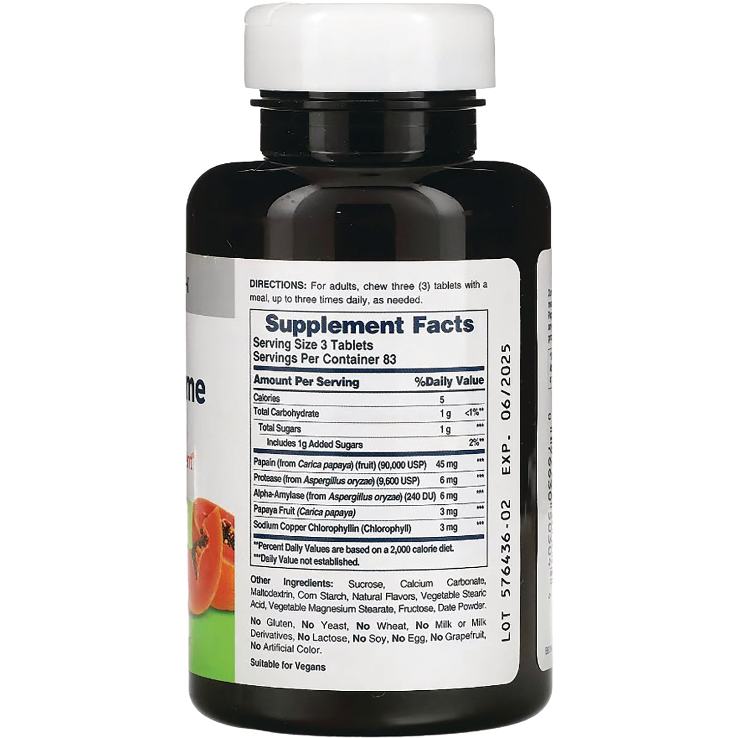 AM094 | Back label with Supplement Facts and directions on supplement bottle