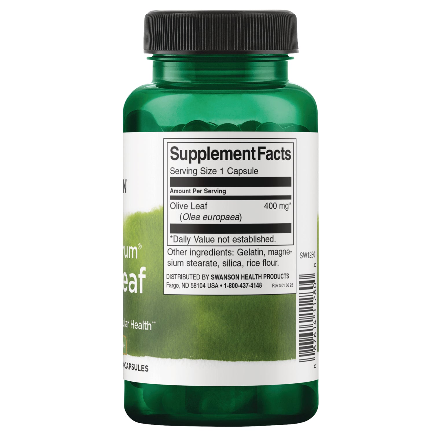 SW1280 | Back label with supplement facts and serving information