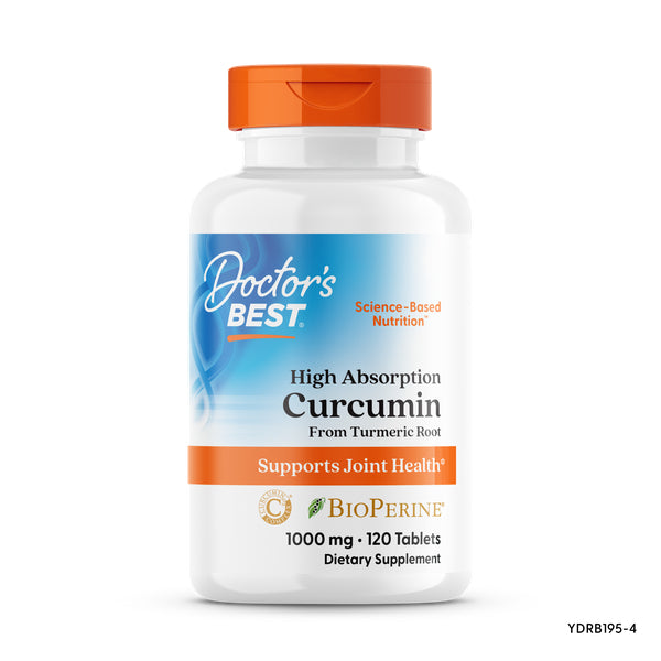 DB079 | White bottle of Doctor's Best High Absorption Curcumin from turmeric root, 1000 mg, 120 tablets, vegan - Thumbnail