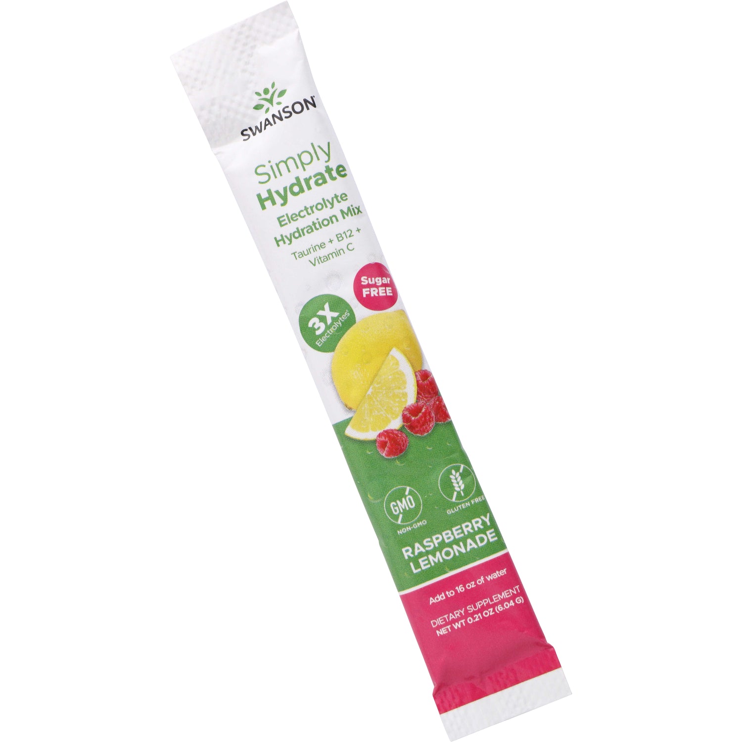 SW1934 | Swanson Simply Hydrate Raspberry Lemonade electrolyte hydration mix stick, sugar free