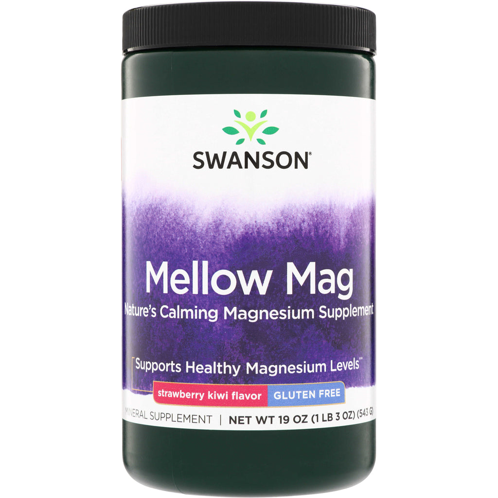 SW1768 | Swanson Mellow Mag magnesium supplement, strawberry kiwi flavor, gluten free, 19 oz - Thumbnail