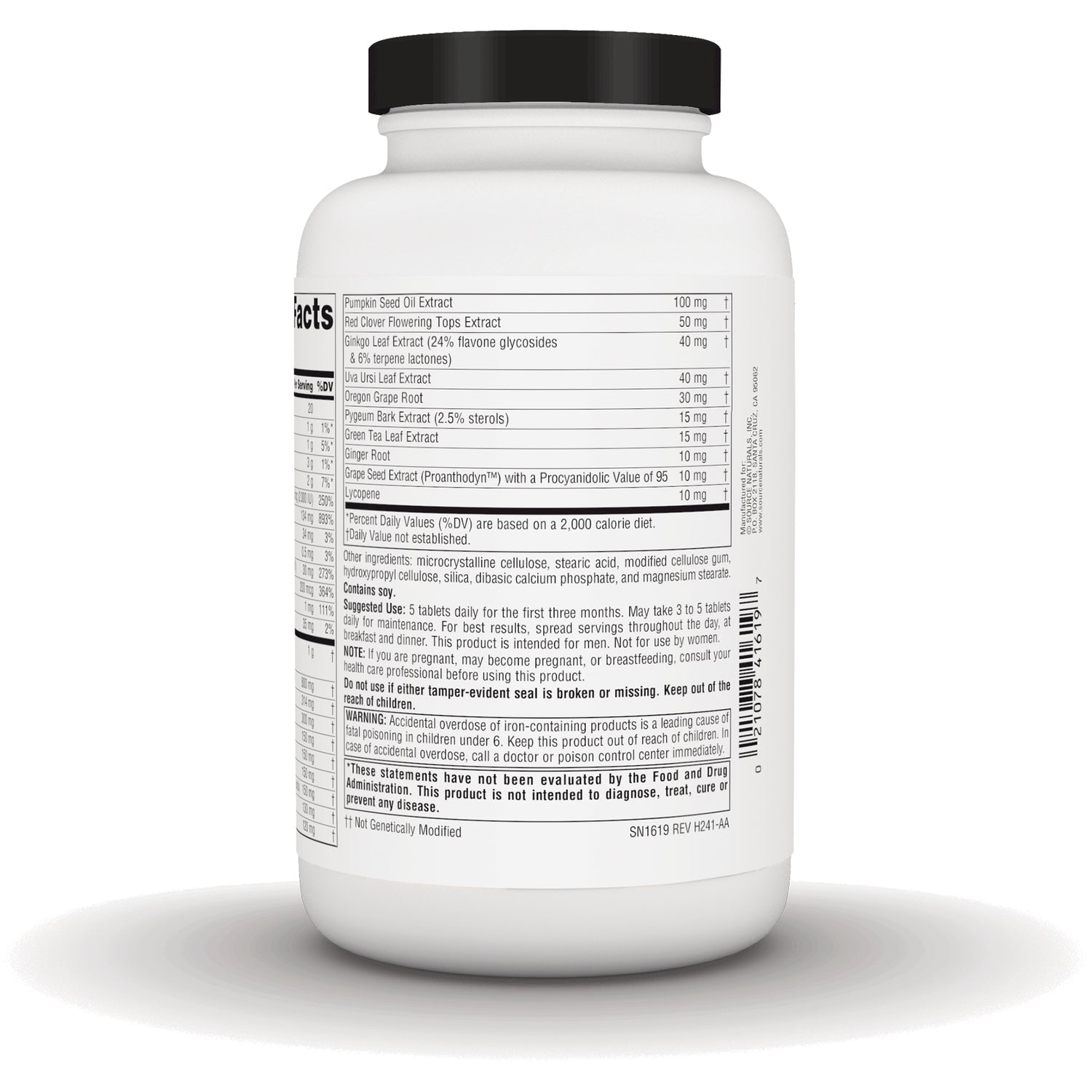 SN973 | Back label with Supplement Facts, ingredients, directions, and warnings