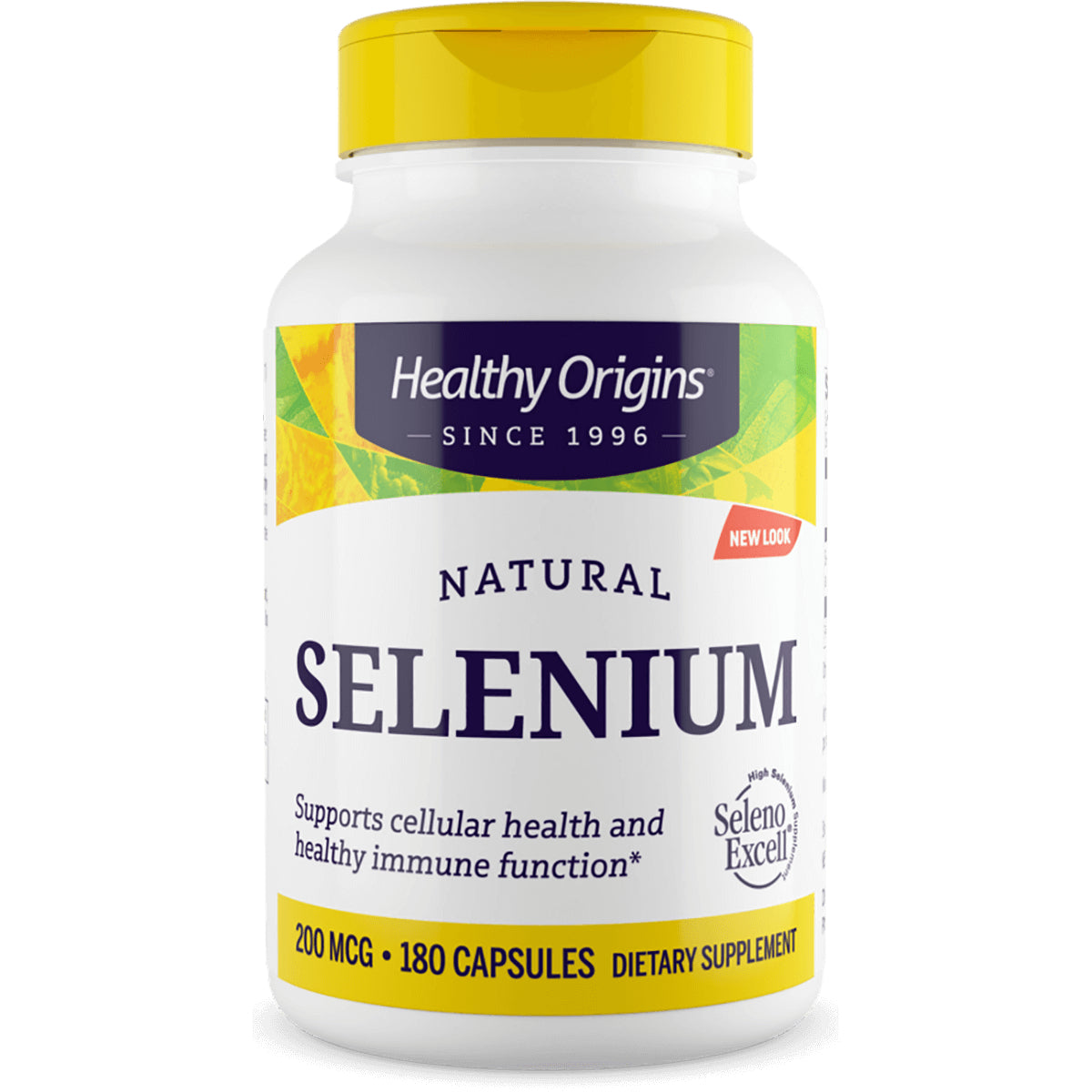 HRG040 | Healthy Origins Natural Selenium bottle front label showing 200 mcg 180 capsules dietary supplement