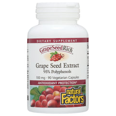 NFC043 | Natural Factors Grape Seed Extract 95% Polyphenols 100 mg 90 vegetarian capsules white bottle