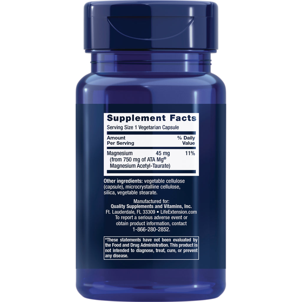 LE584 | Back of blue supplement bottle showing Supplement Facts label with Magnesium 45 mg and ingredient list - Thumbnail