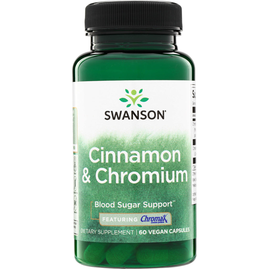 SW1683 | Swanson Cinnamon & Chromium, Blood Sugar Support, featuring Chromax, 60 vegan capsules - Thumbnail