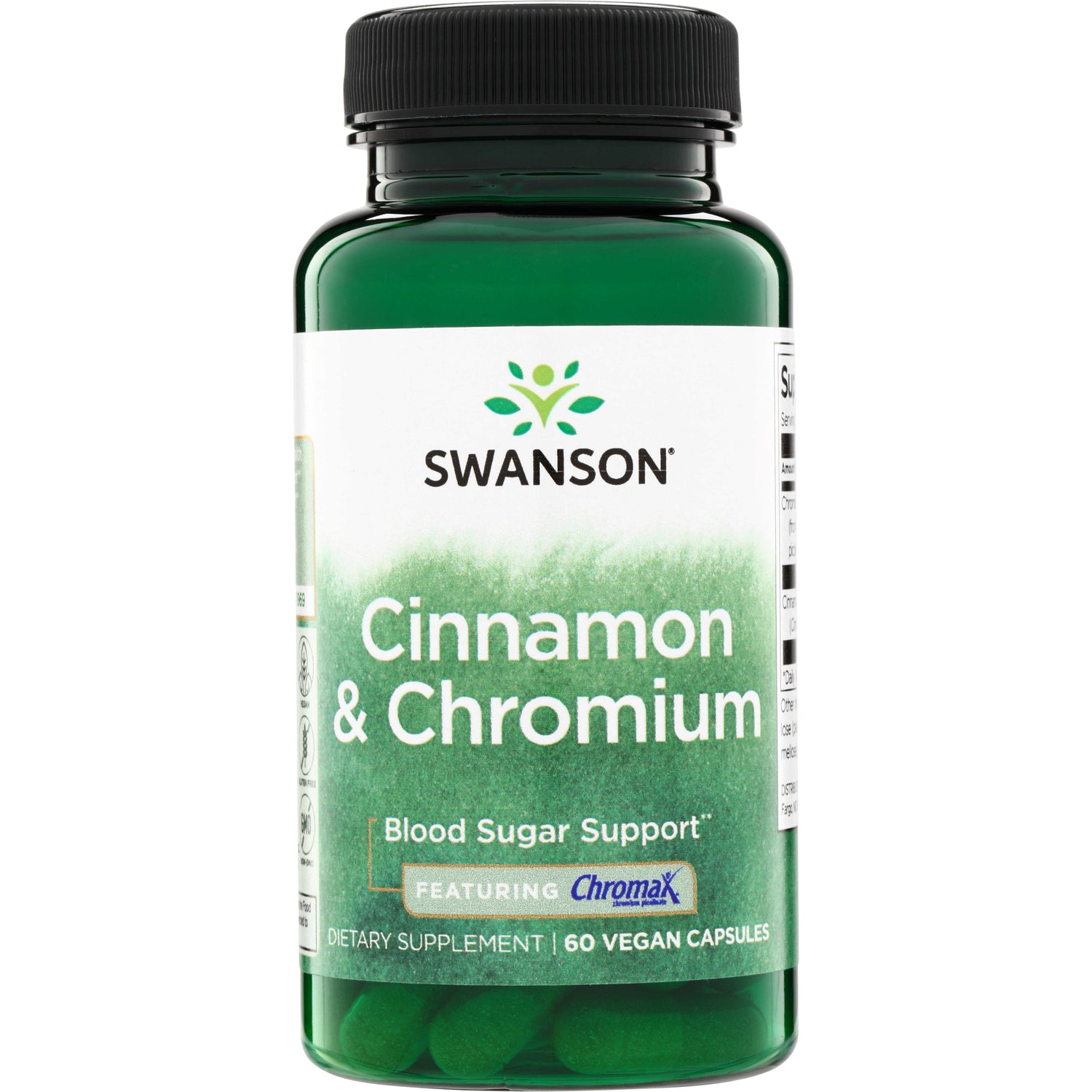 SW1683 | Swanson Cinnamon & Chromium, Blood Sugar Support, featuring Chromax, 60 vegan capsules