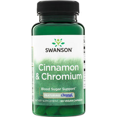 SW1683 | Swanson Cinnamon & Chromium, Blood Sugar Support, featuring Chromax, 60 vegan capsules