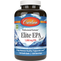 CSN248 | Carlson Elite EPA 1,000 mg EPA dietary supplement bottle, 120 soft gels, front label