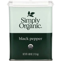 SMP031 | Simply Organic Black Pepper, USDA Organic, net wt 4.00 oz (113.4 g)