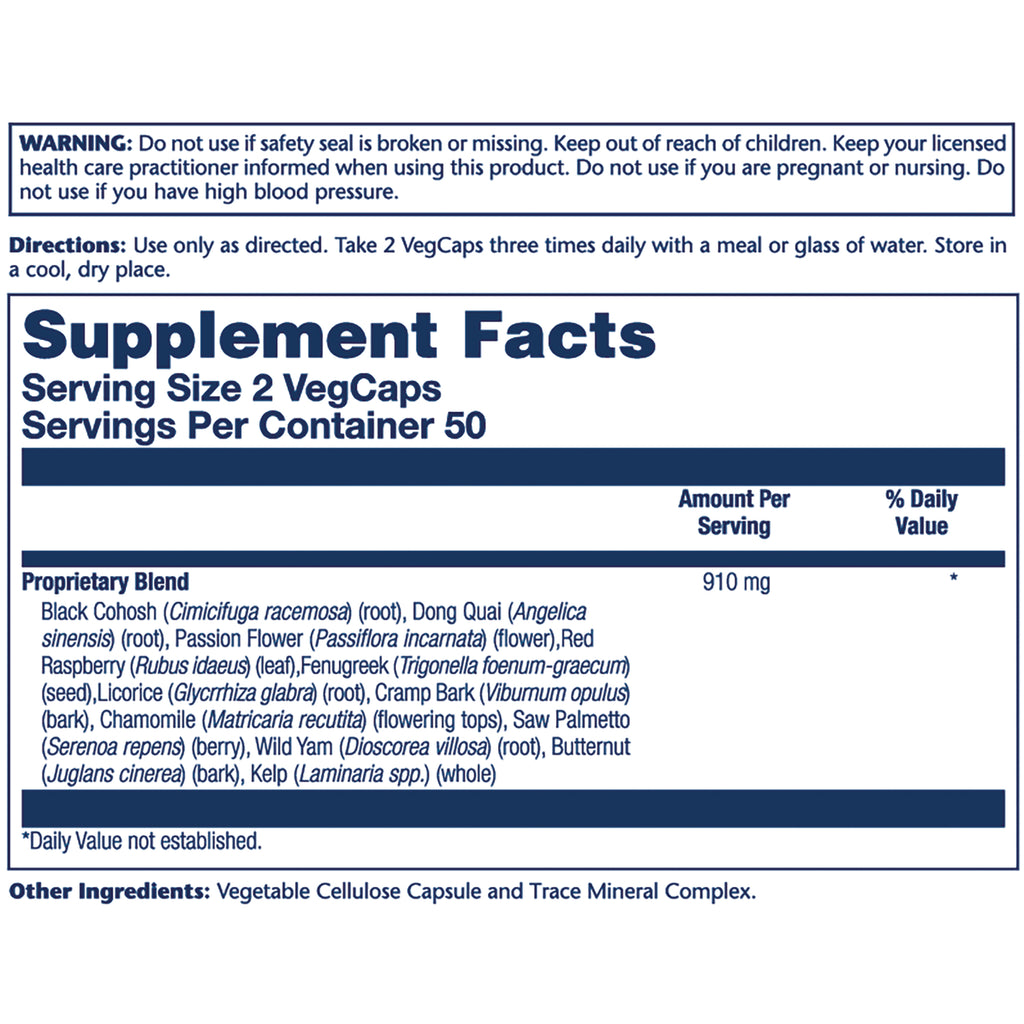 SLR449 | Supplement Facts panel with warnings, directions, serving size 2 VegCaps, 50 servings, proprietary blend 910 mg - Thumbnail