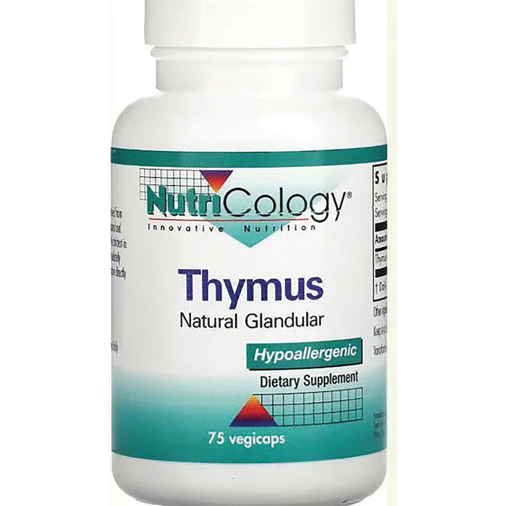 NCL010 | NutriCology Thymus natural glandular dietary supplement bottle labeled Hypoallergenic 75 vegicaps - Thumbnail