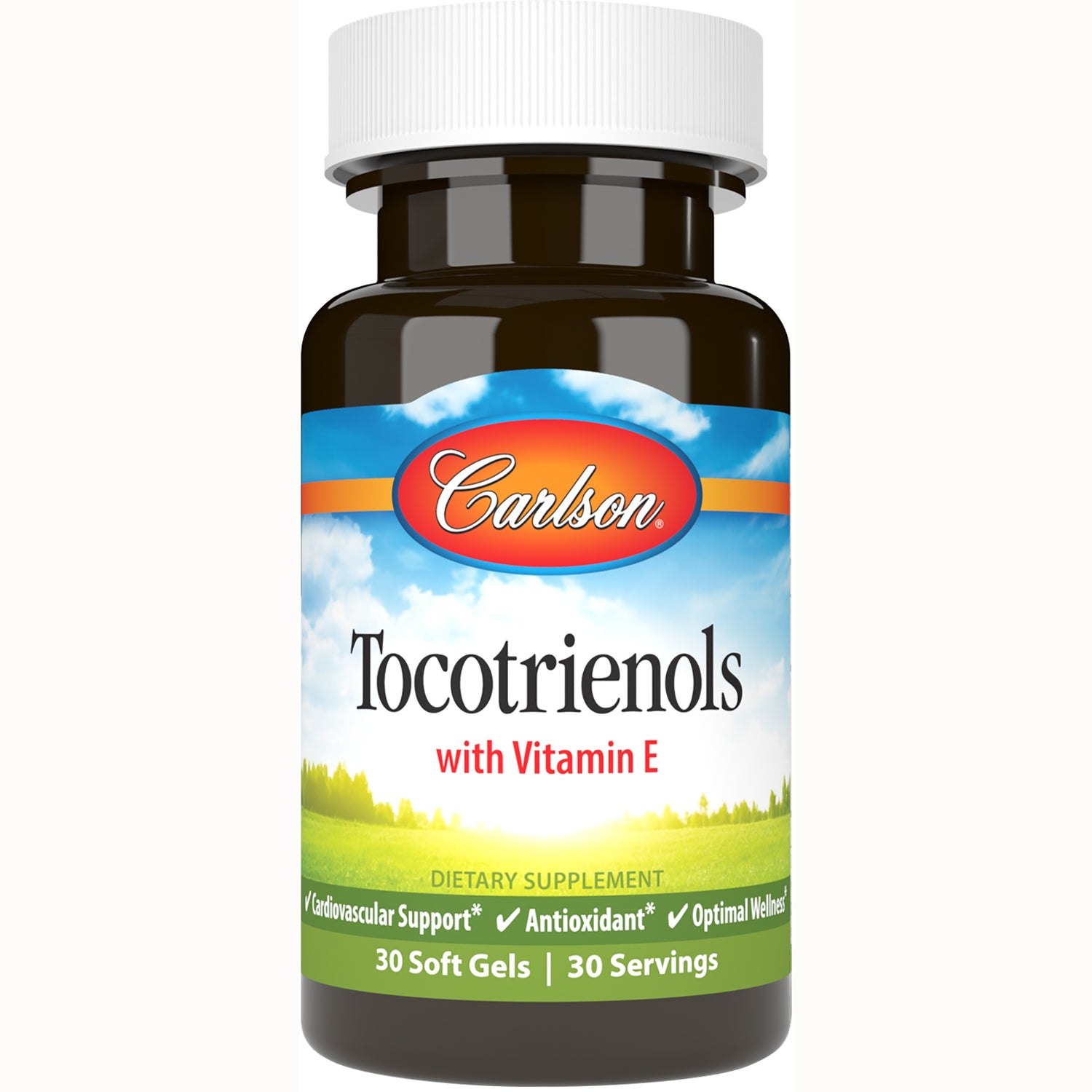 CSN184 | Carlson Tocotrienols with Vitamin E dietary supplement bottle labeled 30 Soft Gels