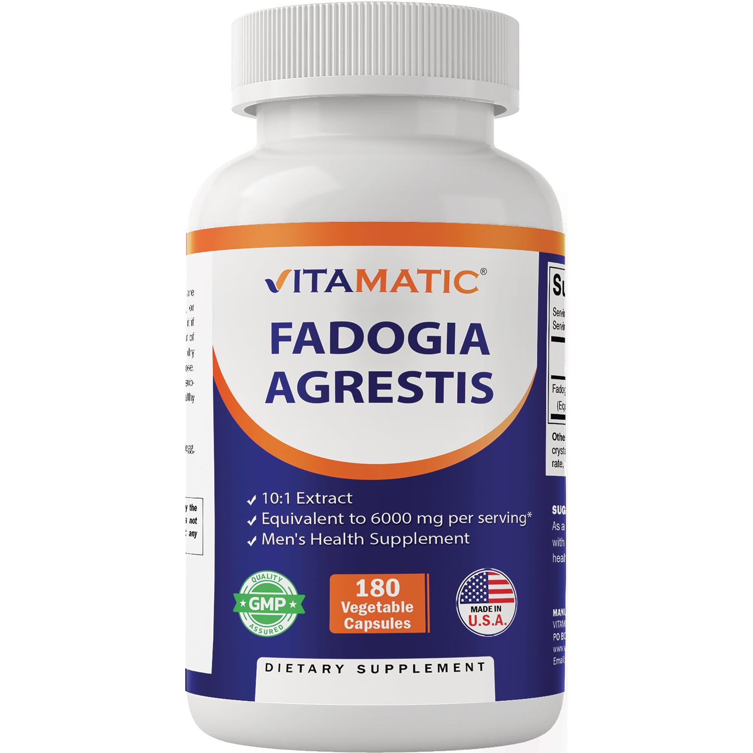 VAM010 | Vitamatic Fadogia Agrestis supplement, 180 vegetable capsules, 10:1 extract, 6000 mg equivalent per serving