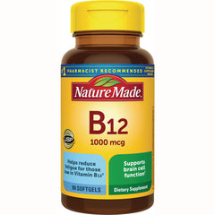 NTM175 | Nature Made B12 1000 mcg softgel bottle, yellow label showing 90 softgels