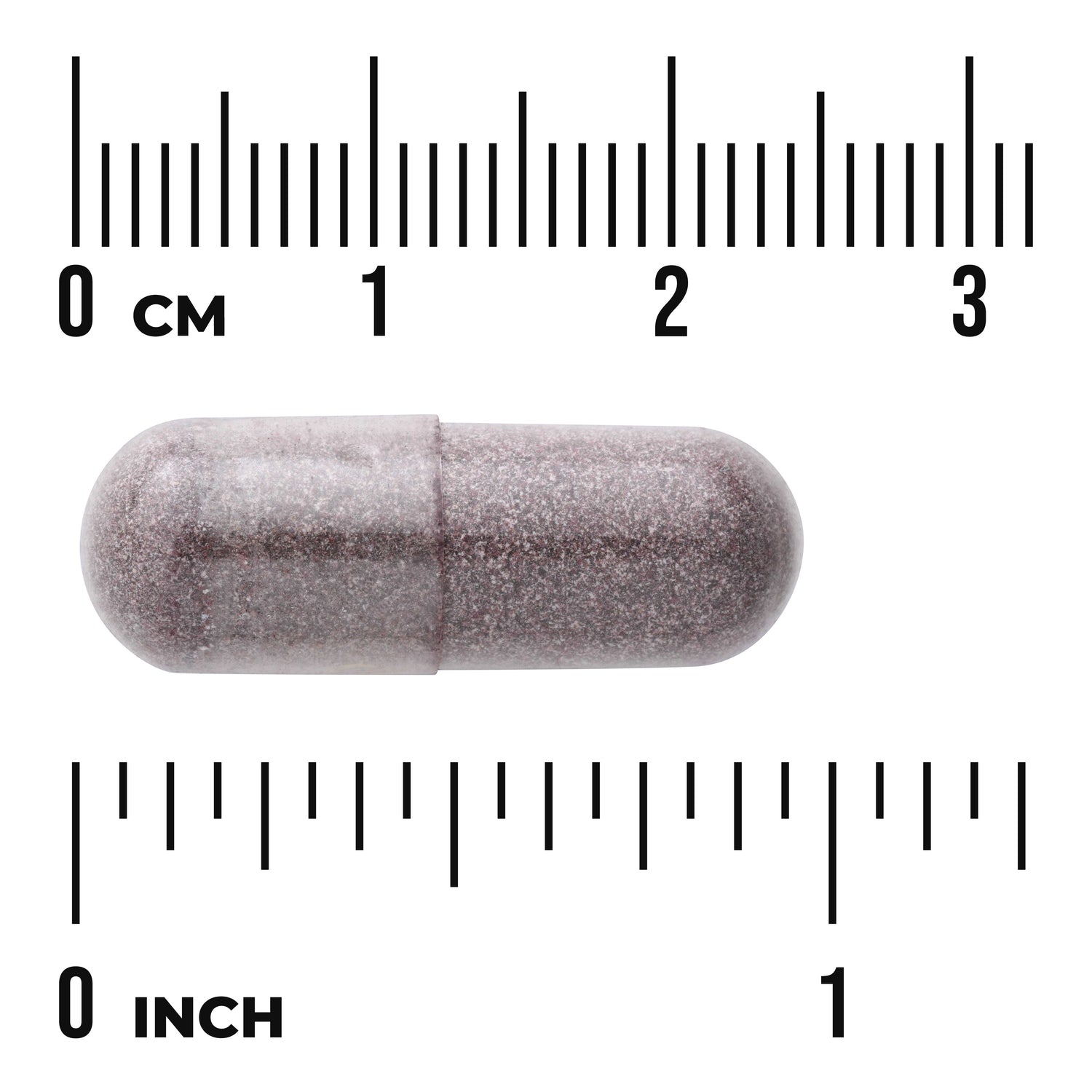 SWH008 | Capsule shown with inch and centimeter rulers for size reference