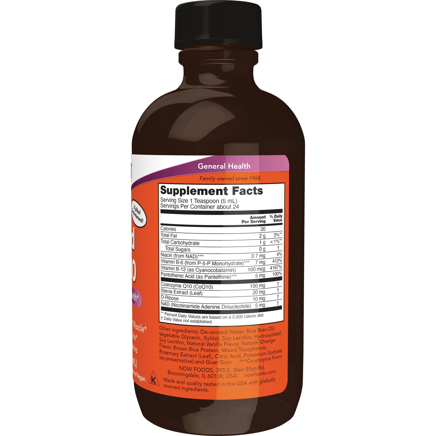 NWF175 | Back of brown supplement bottle showing Supplement Facts panel and ingredients list