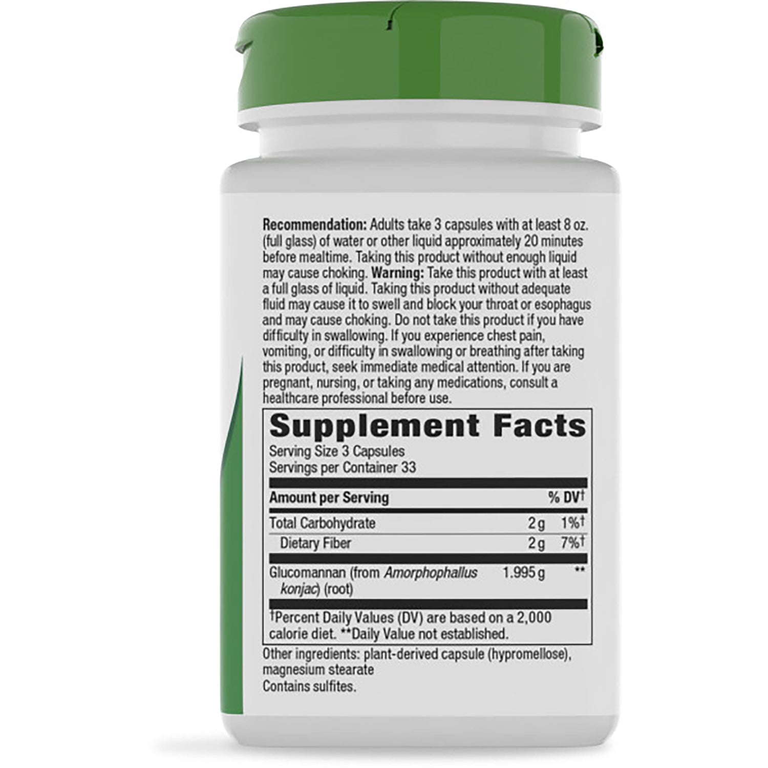 NW144 | Back of brown supplement bottle showing Supplement Facts panel, serving size and ingredient information