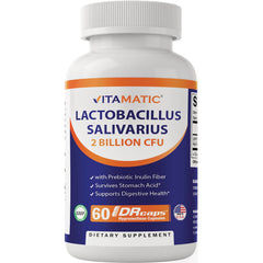 VAM004 | Vitamatic Lactobacillus Salivarius 2 Billion CFU, 60 DRcaps capsules bottle front