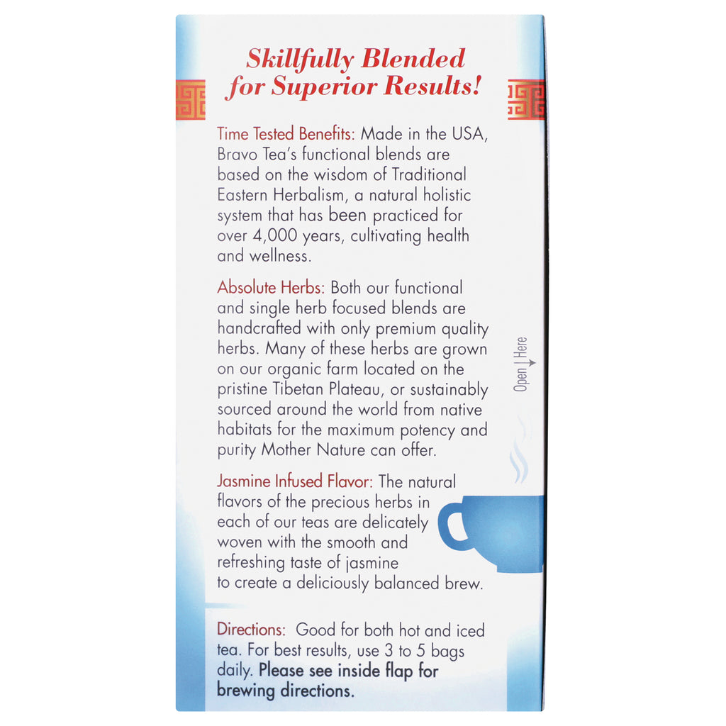 BVT002 | product infographic panel listing benefits, absolute herbs, jasmine infused flavor and brewing directions - Thumbnail