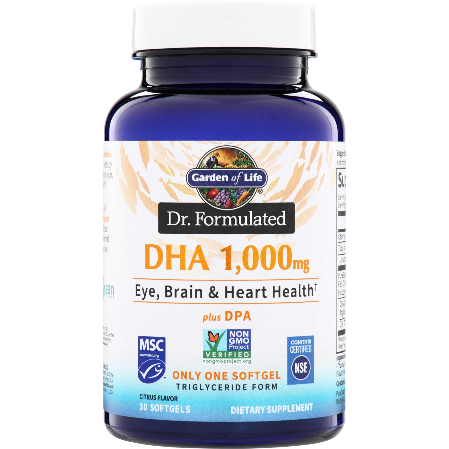 GLF323 | Garden of Life Dr. Formulated DHA 1,000 mg plus DPA, Eye, Brain & Heart Health, 30 softgels