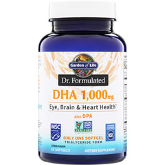 GLF323 | Garden of Life Dr. Formulated DHA 1,000 mg plus DPA, Eye, Brain & Heart Health, 30 softgels