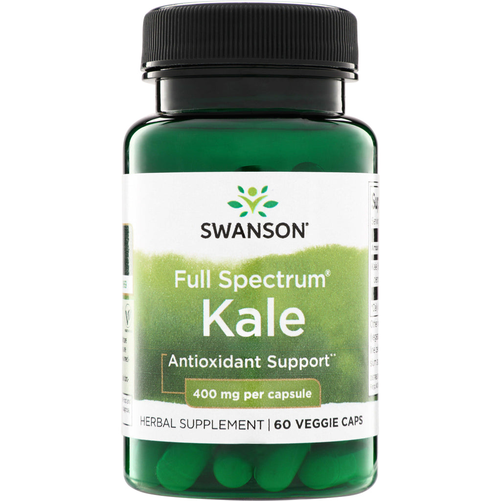 SW1401 | Swanson Full Spectrum Kale, antioxidant support, 400 mg per capsule, 60 veggie caps bottle - Thumbnail