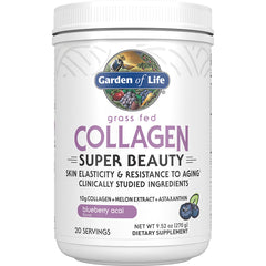 GLF308 | Garden of Life grass fed Collagen Super Beauty tub, blueberry acai flavor, front label