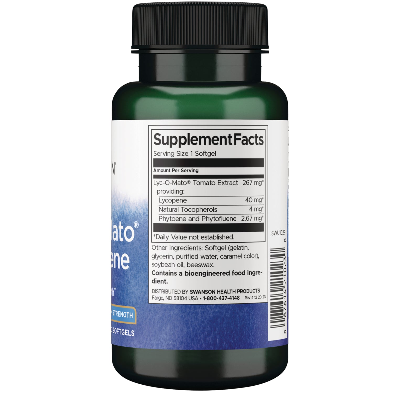 SWU1023 | Back label with suppplement facts and serving information