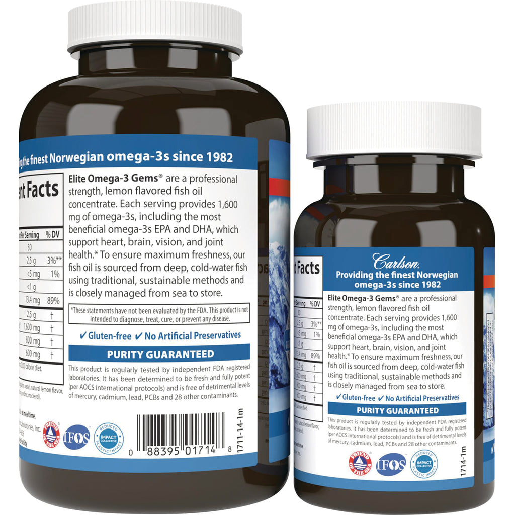 CSN113 | Back label of two brown supplement bottles showing supplement facts, purity guaranteed, and gluten-free badge - Thumbnail