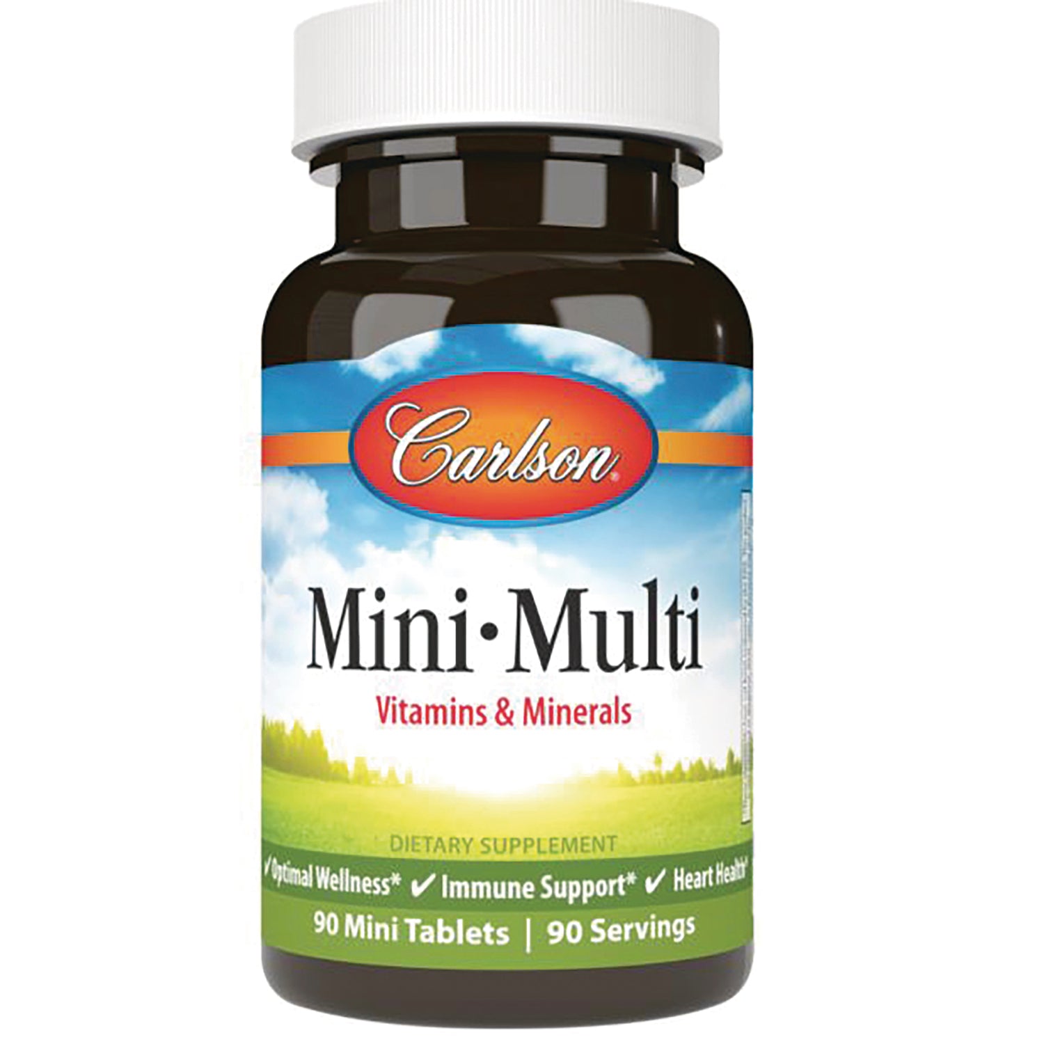 CSN039 | Carlson MiniMulti vitamins & minerals bottle front, 90 Mini Tablets dietary supplement