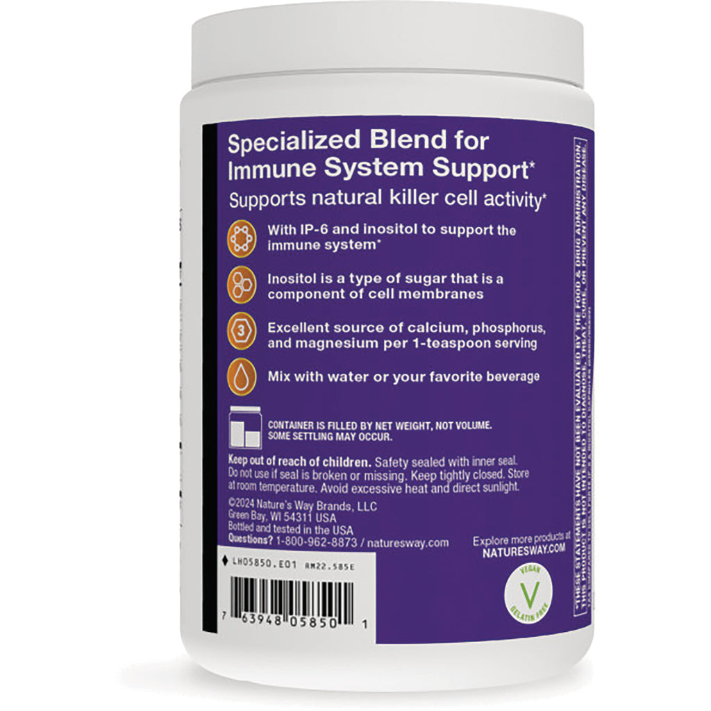 ET226 | Back of white supplement jar with purple label listing immune support benefits, usage directions, barcode and warnings - Thumbnail