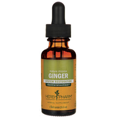 HPH055 | Amber dropper bottle labeled GINGER Herb Pharm system restoration herbal supplement, 1 fluid ounce