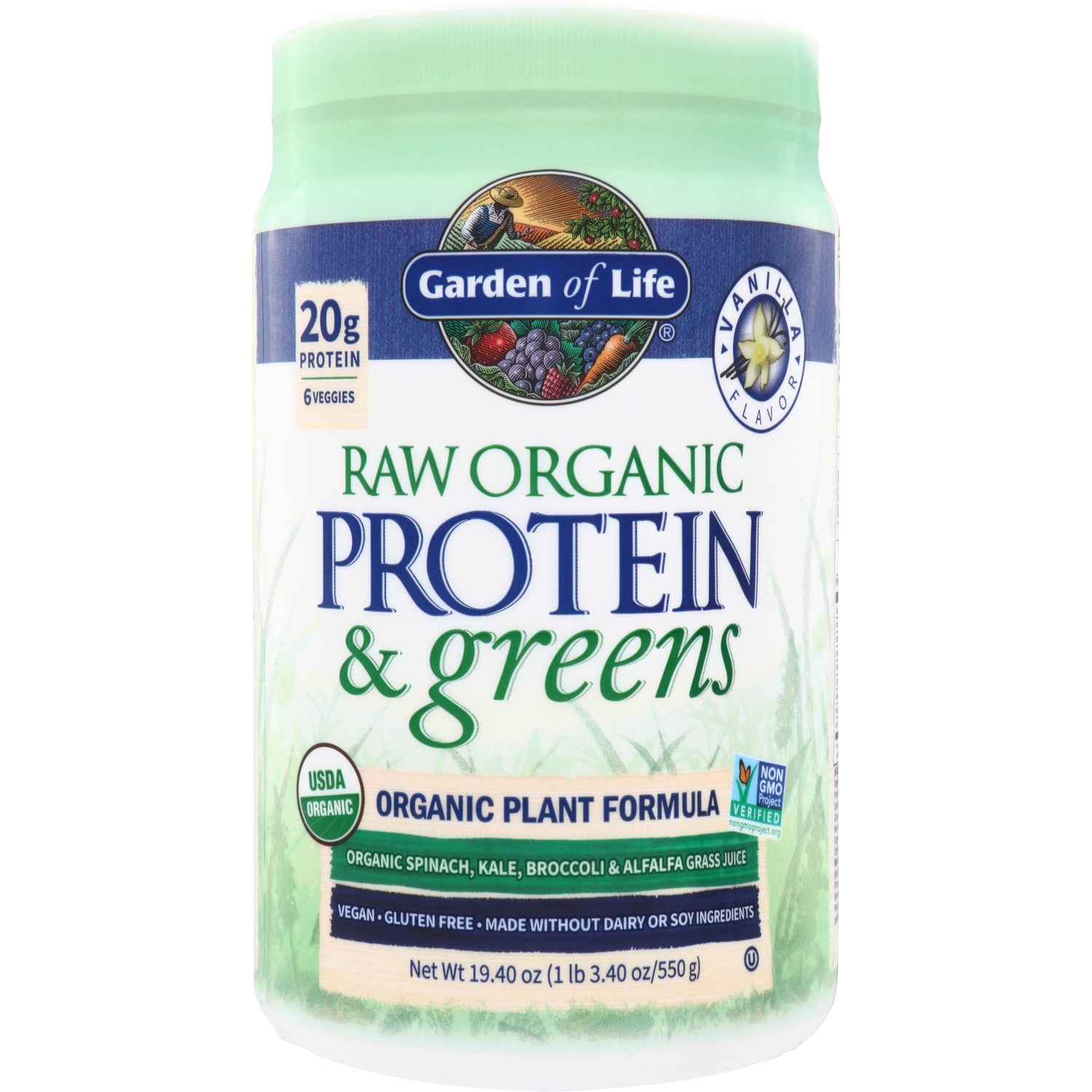 GLF220 | Garden of Life Raw Organic Protein & Greens, Vanilla Flavor, 20g protein, organic plant formula