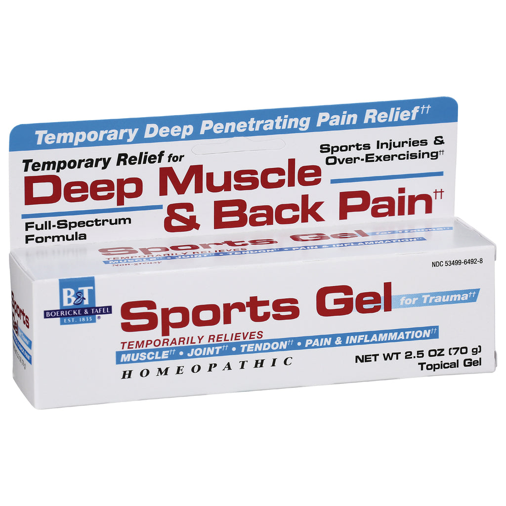 BRK013 | Front packaging of Sports Gel topical box labeled Deep Muscle & Back Pain, homeopathic, net wt 2.5 oz - Thumbnail