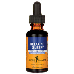 HPH184 | amber dropper bottle labeled RELAXING SLEEP Nervous System calming & relaxing Herb Pharm herbal supplement 1 fl oz