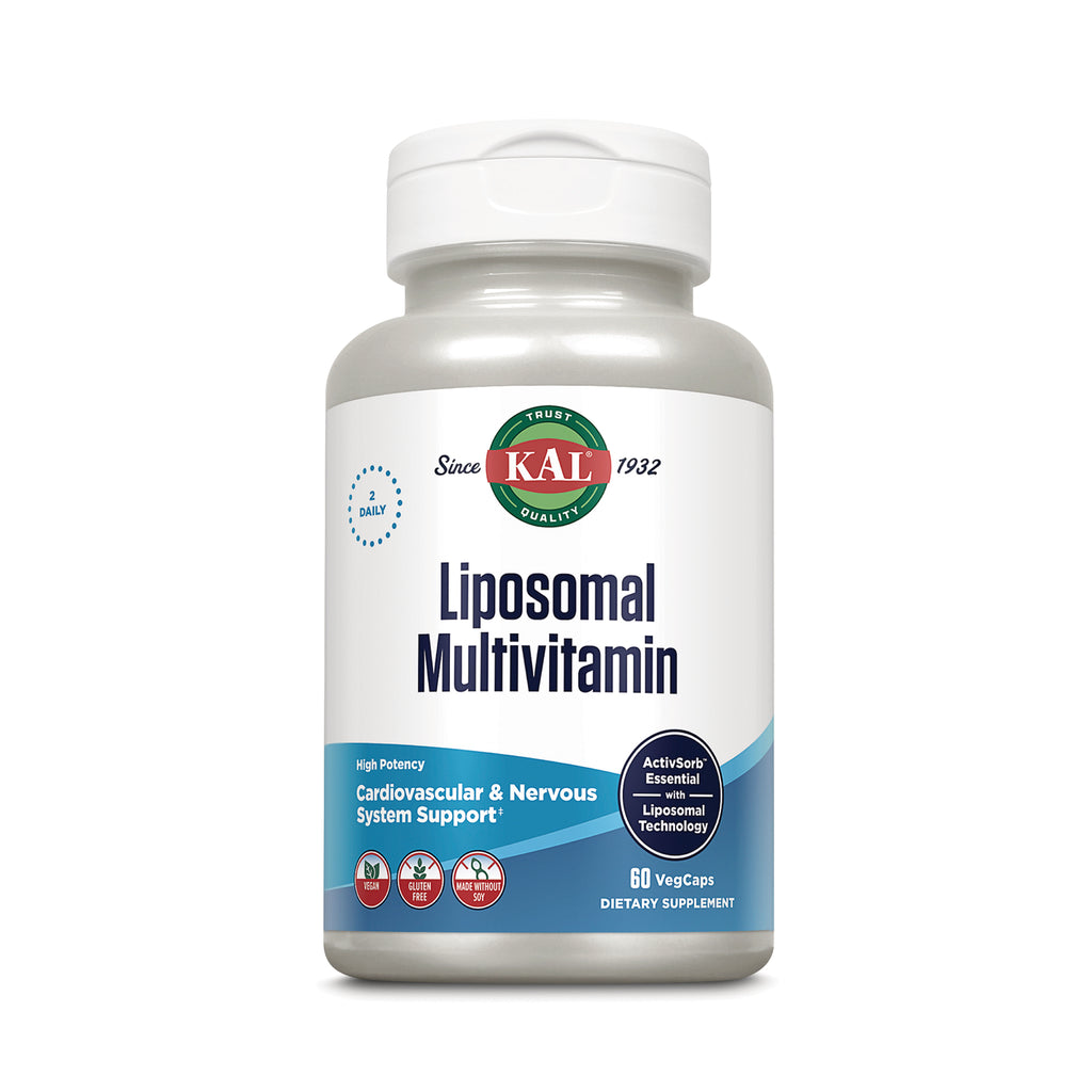 KL592 | KAL Liposomal Multivitamin bottle, front label showing Cardiovascular & Nervous System Support and 60 VegCaps - Thumbnail