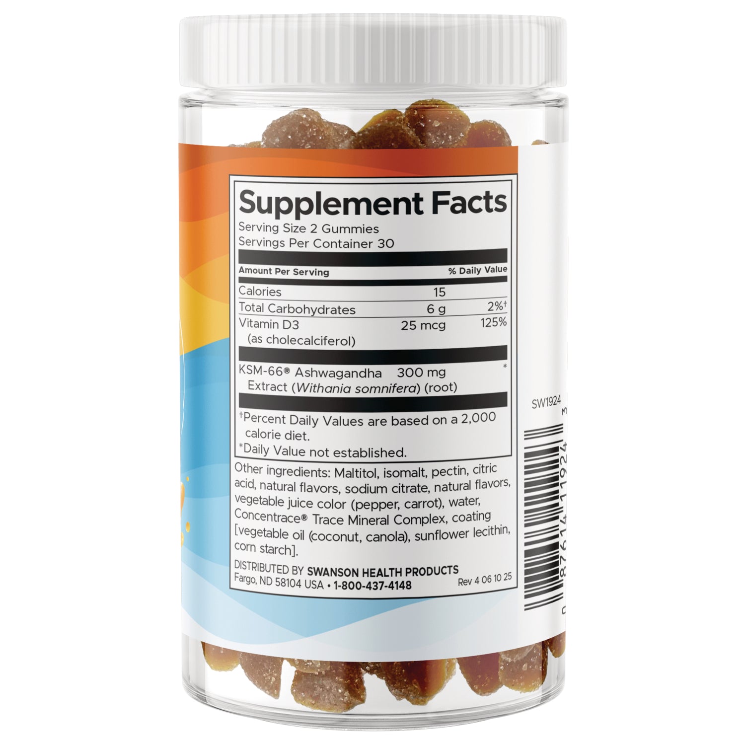 SW1924 | Back label with supplement facts and serving information