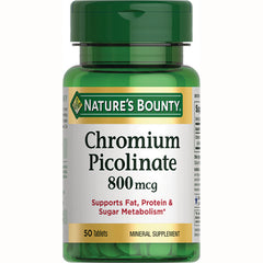 NBY076 | Nature's Bounty Chromium Picolinate 800 mcg bottle, 50 tablets