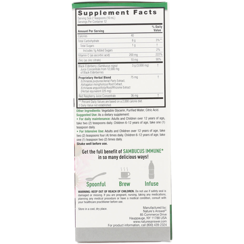 NAT121 | Back panel showing supplement facts, ingredients, suggested use, warning and Spoonful/Brew/Infuse icons - Thumbnail