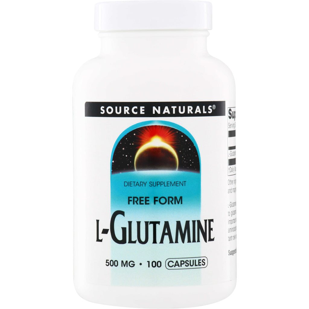 SN444 | Source Naturals Free Form L-Glutamine dietary supplement, 500 mg, 100 capsules - Thumbnail