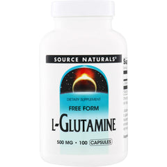 SN444 | Source Naturals Free Form L-Glutamine dietary supplement, 500 mg, 100 capsules