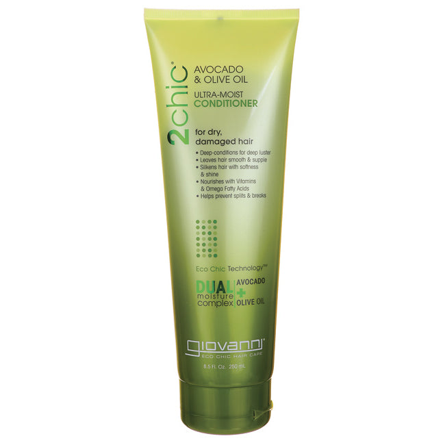 GV060 | green tube of Giovanni 2chic Avocado & Olive Oil Ultra-Moist conditioner, 8.5 fl oz, for dry damaged hair