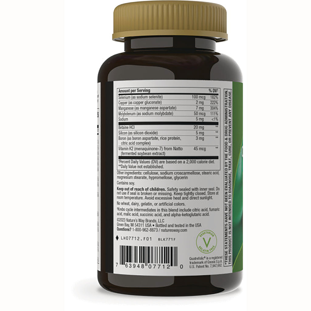 ET337 | back label showing supplement facts panel, ingredient list and barcode on brown supplement bottle - Thumbnail